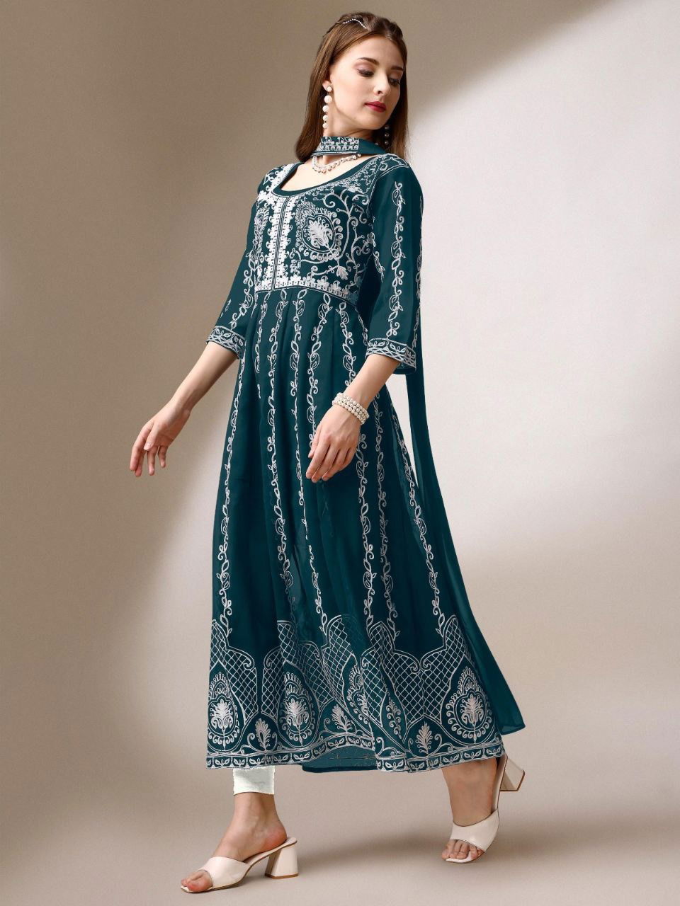 Falak Vol 3 Chikankari Georgette Kurti With Dupatta Wholesale Shop In Surat
